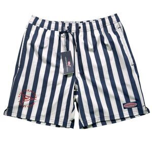 Vineyard Vines Mens 7" Chappy Swim Trunks Small Blue White Stripe Yacht Club NWT